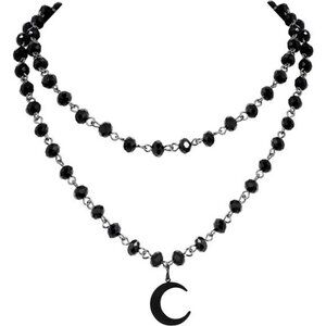 Gothic layered black moon choker necklace crescent pendant goth jewelry for wome